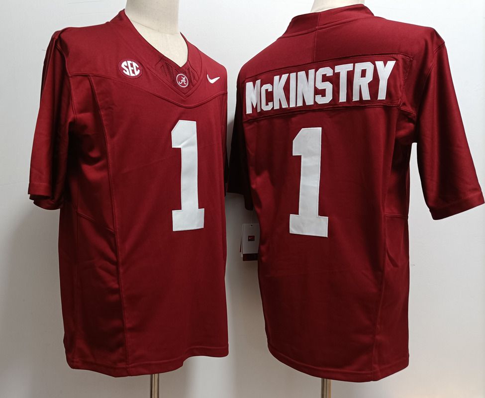 Men Alabama Crimson Tide #1 Mckinstry Red Nike 2025 NCAA Jersey->ncaa teams->NCAA Jersey